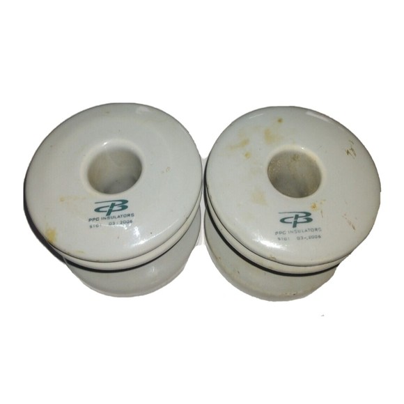 Vintage 2 White Ceramic PPC Insulatotr size 3" x 3" - Picture 5 of 6